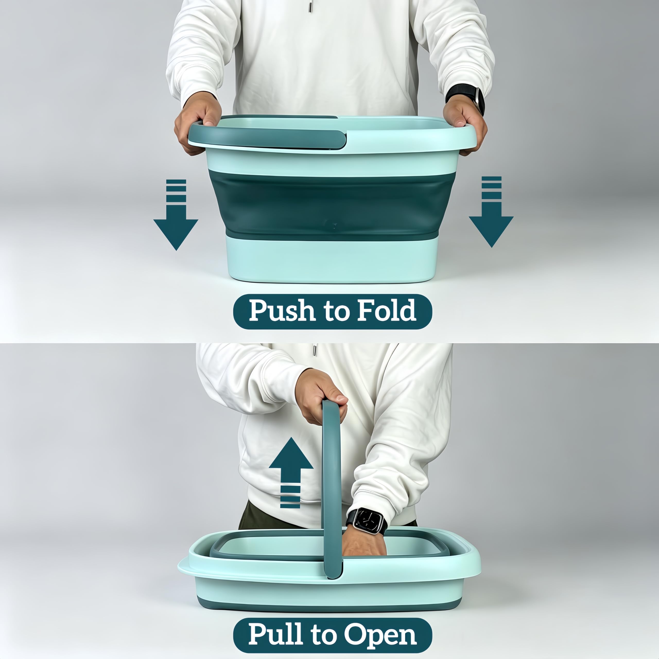 GIMWA foot bath filled with water demonstrating 4-gallon soaking capacity