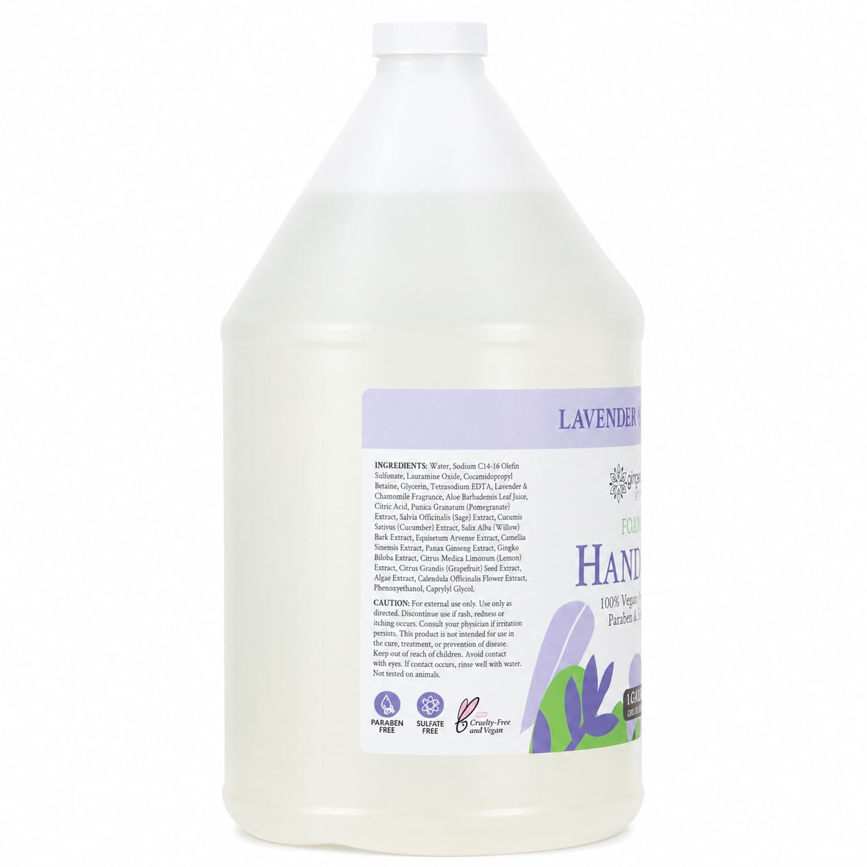 Ginger Lily Farms one-gallon bottle beside a ruler showing size and value benefit