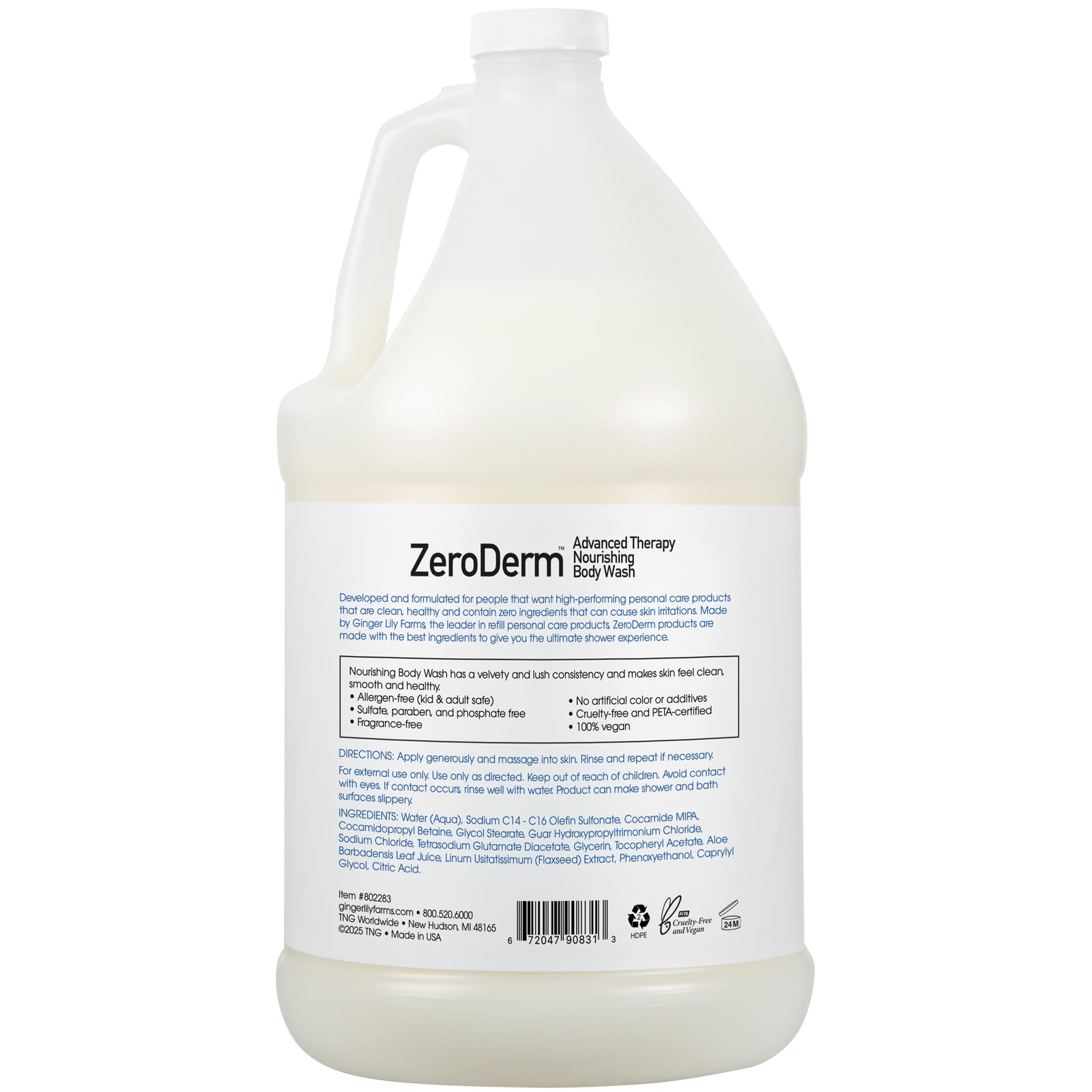 Ginger Lily Farms ZeroDerm poured into a pump dispenser for economical refills