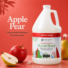 Ginger Lily Farms hand soap lather from apple pear scent showing rich foaming action