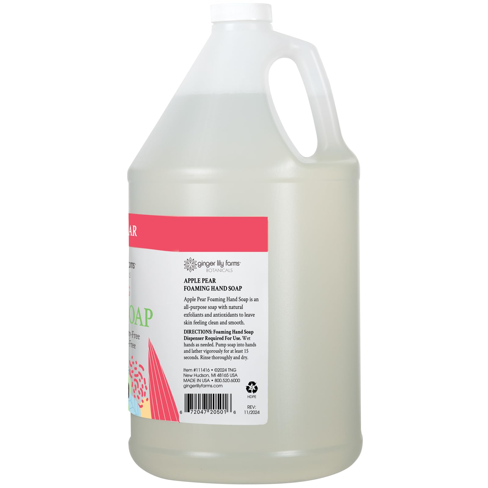 Ginger Lily Farms refill being poured into dispenser neck demonstrating easy transfer