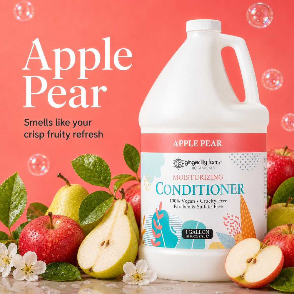 Ginger Lily Farms conditioner texture being poured showing creamy, lightweight hydration