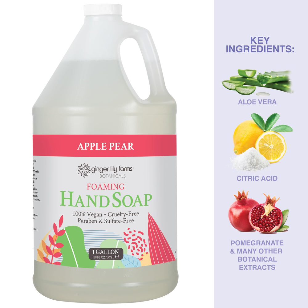 Ginger Lily Farms gallon next to a standard bottle showing size and cost-saving value