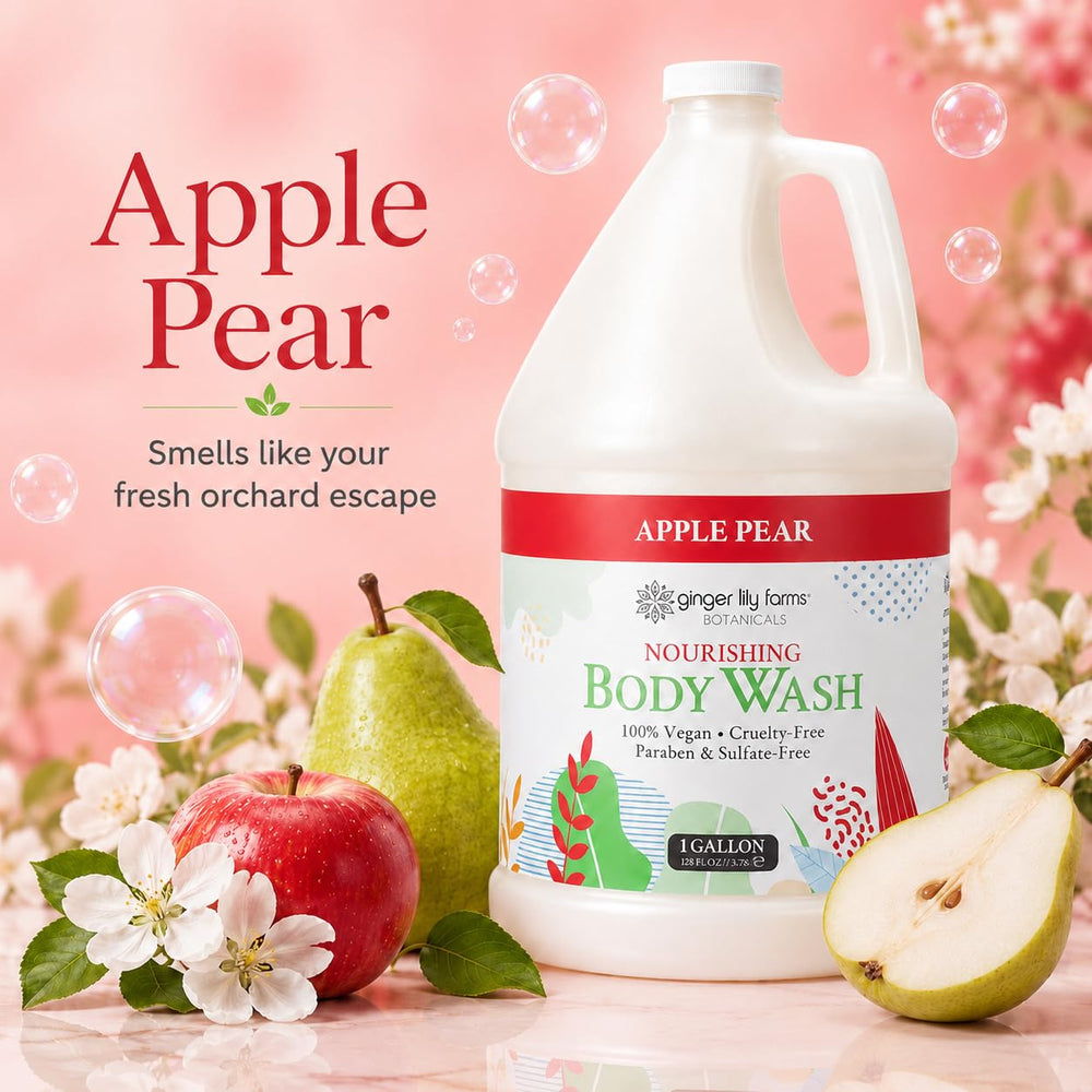 Ginger Lily Farms body wash pouring texture demonstrating creamy, moisturizing consistency