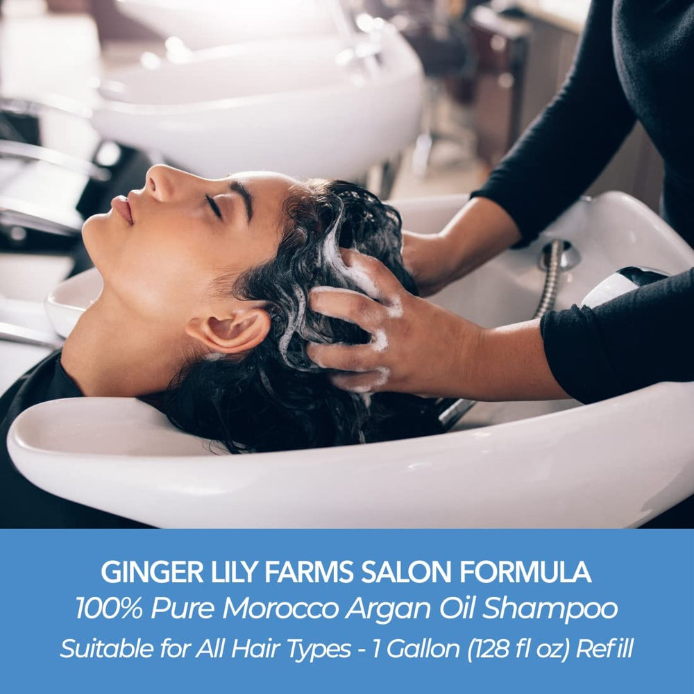 Ginger Lily Farms shampoo lather on hair demonstrating gentle cleansing benefit
