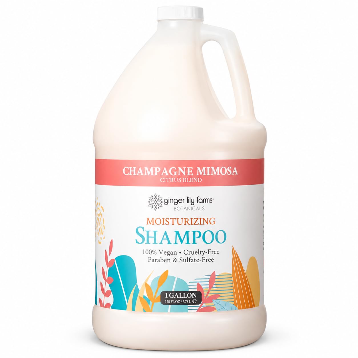 Ginger Lily Farms front packaging showing gallon size and label, ideal for salons