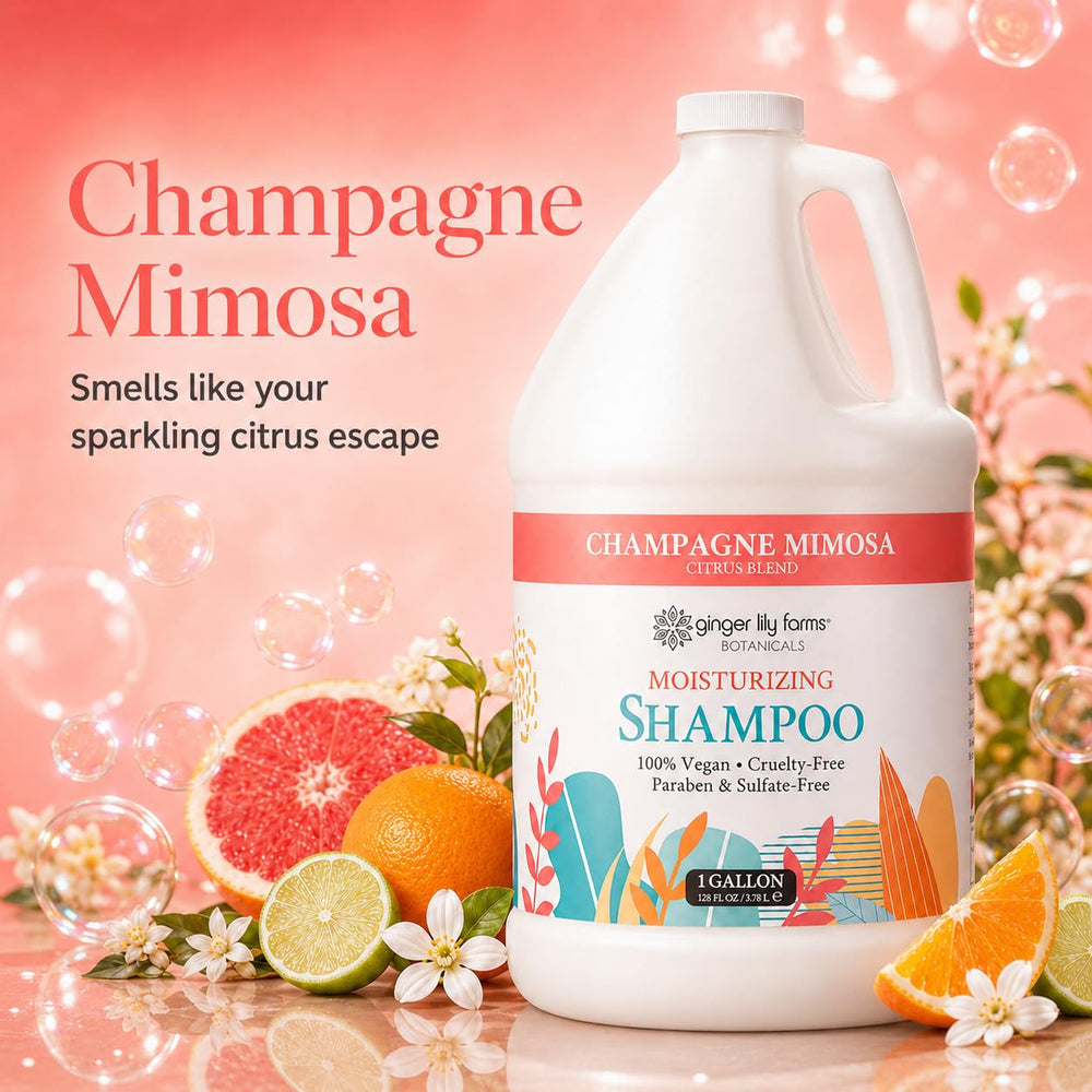 Ginger Lily Farms rich shampoo lather on hand, demonstrating gentle moisturizing foam