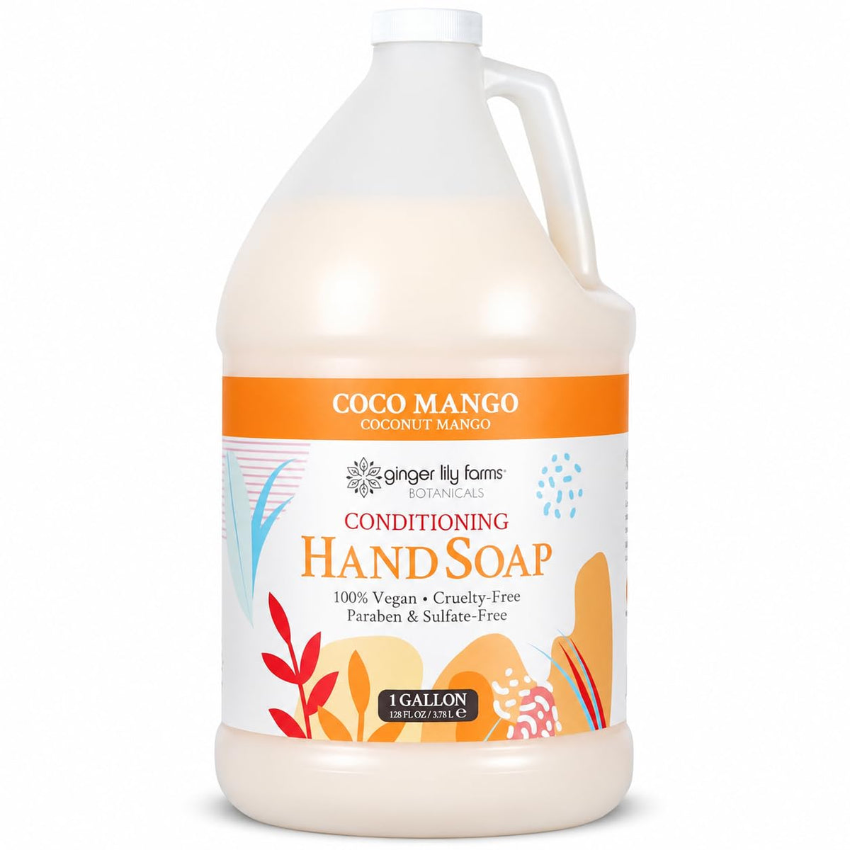 Ginger Lily Farms front packaging showing gallon refill and eco benefit