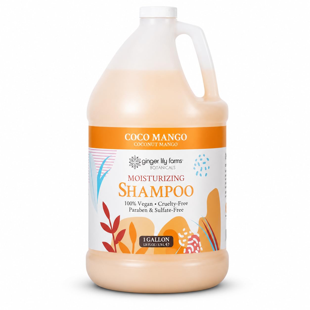 Ginger Lily Farms gallon front view showing label and eco refill benefit