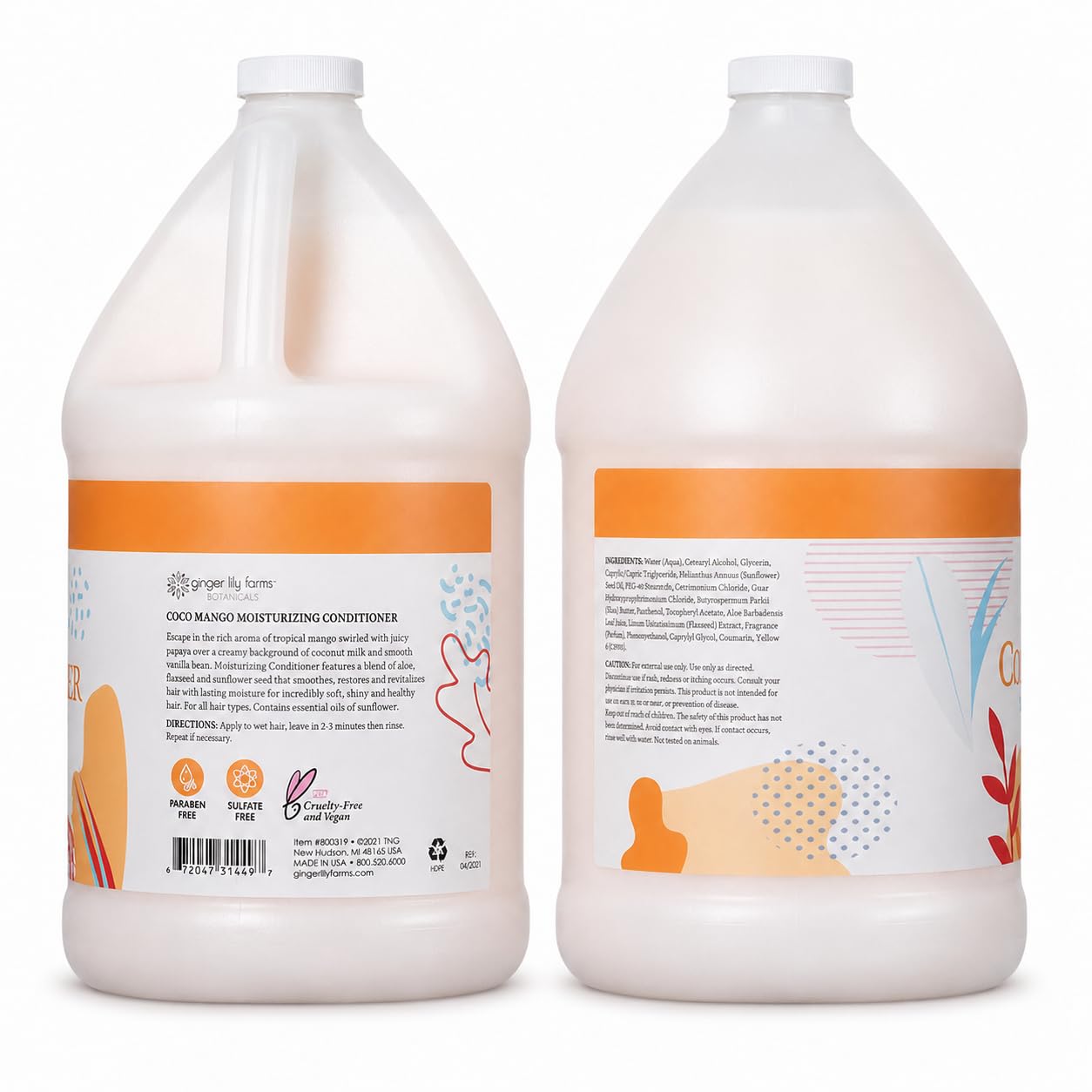 Ginger Lily Farms label close-up highlighting ingredients and cruelty-free certification