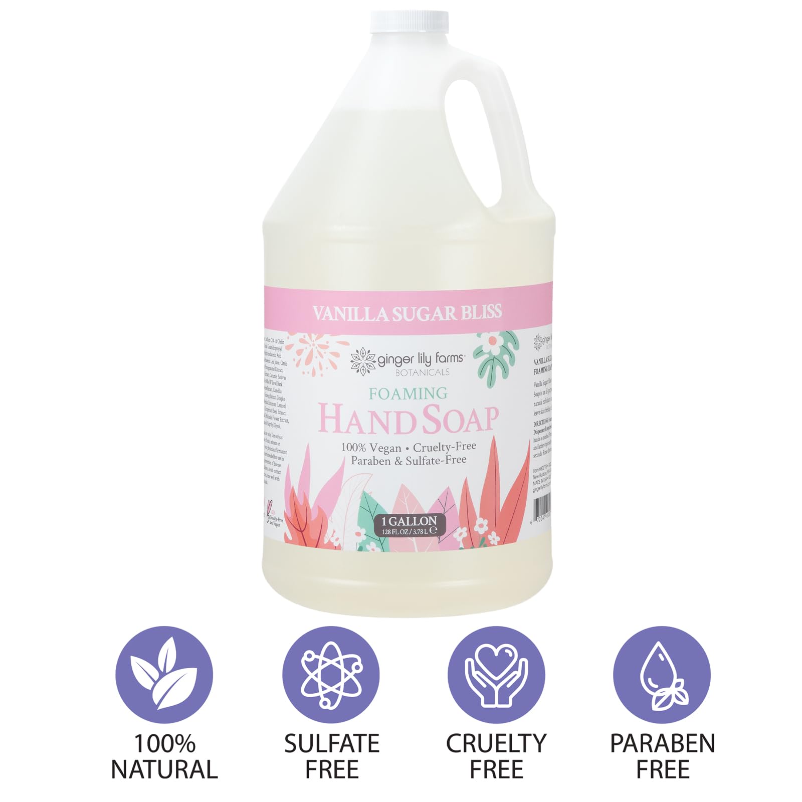 Ginger Lily Farms pouring refill into dispenser showing eco-friendly refill benefit