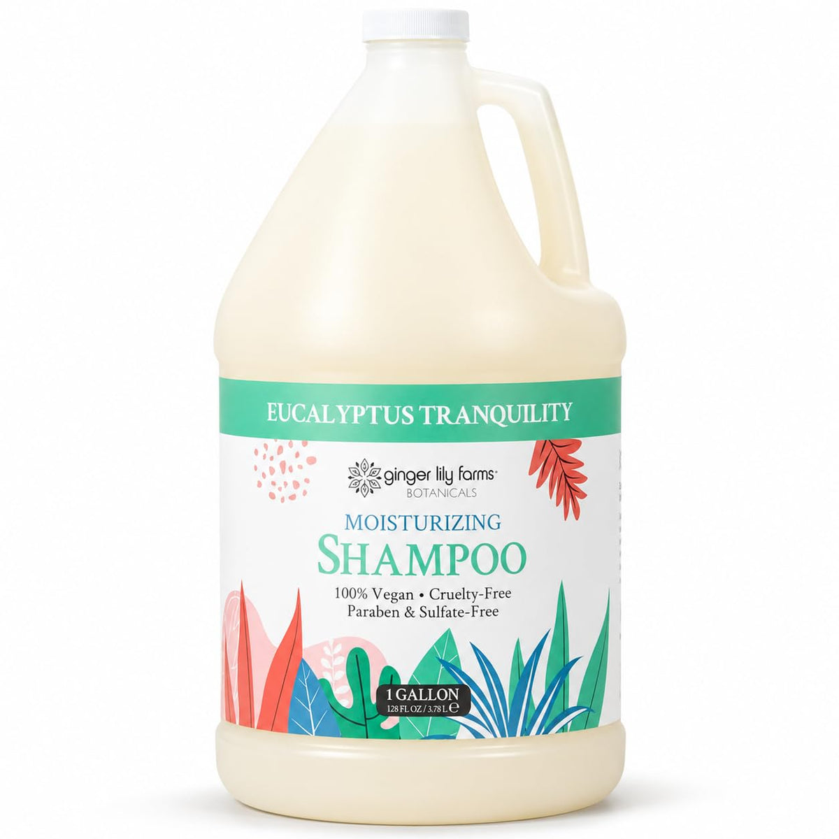 Ginger Lily Farms front packaging showing gallon bottle and label benefit hydration