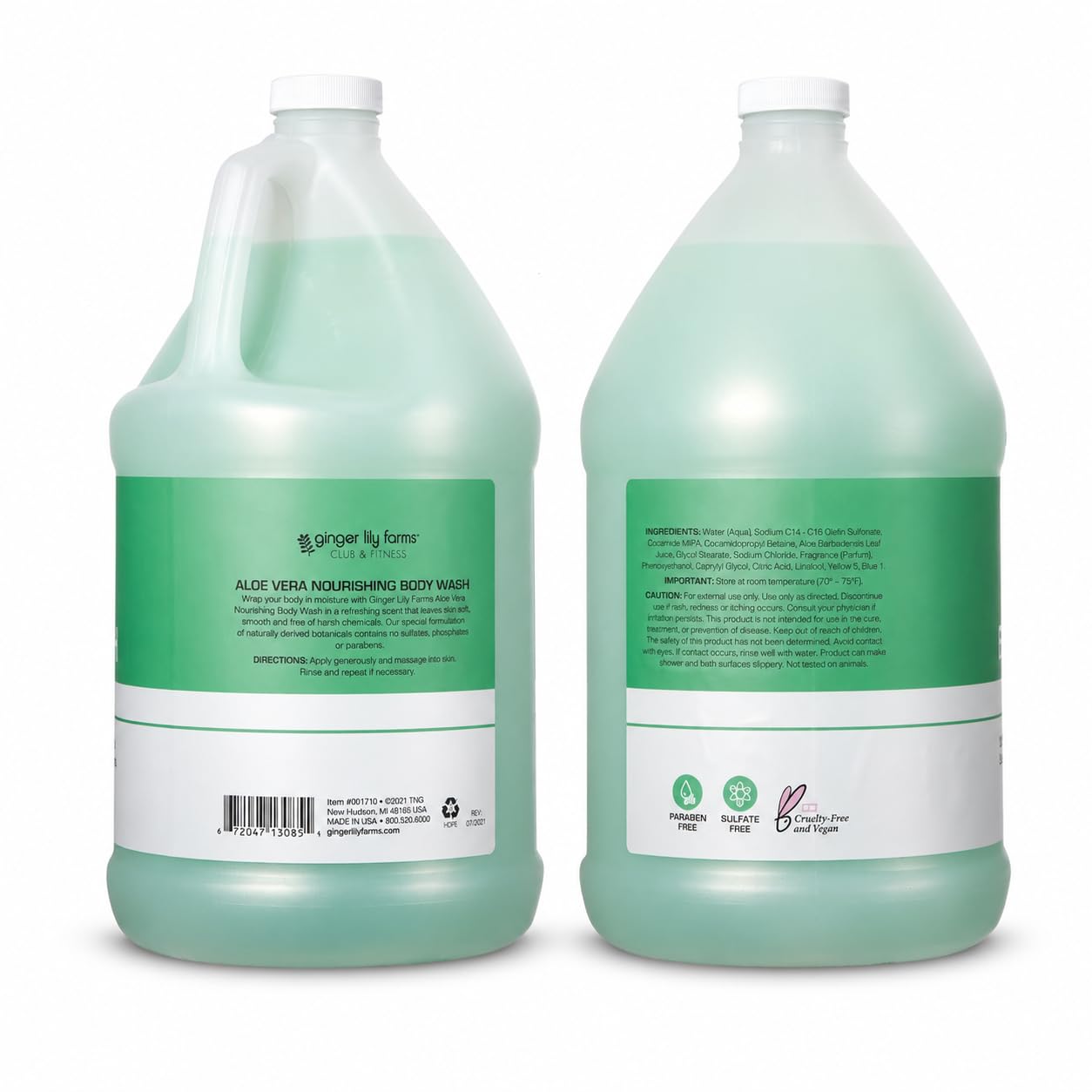 Ginger Lily Farms label detail highlighting ingredients and vegan certification benefit