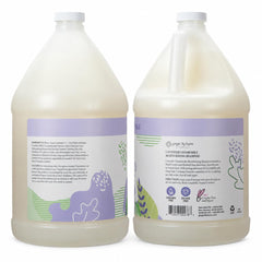 Ginger Lily Farms gallon being poured into dispenser for easy refills