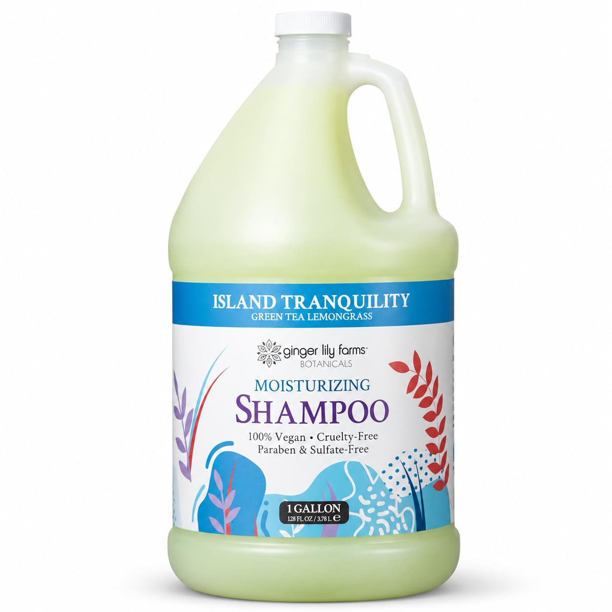 Ginger Lily Farms front view gallon bottle showing product and branding for economical refills