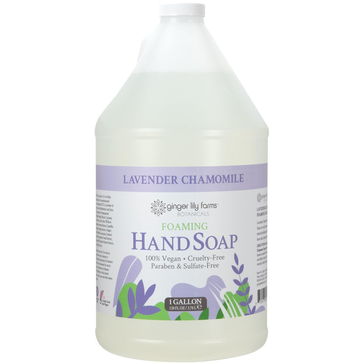 Ginger Lily Farms front label showing Lavender Chamomile scent and refill size benefit
