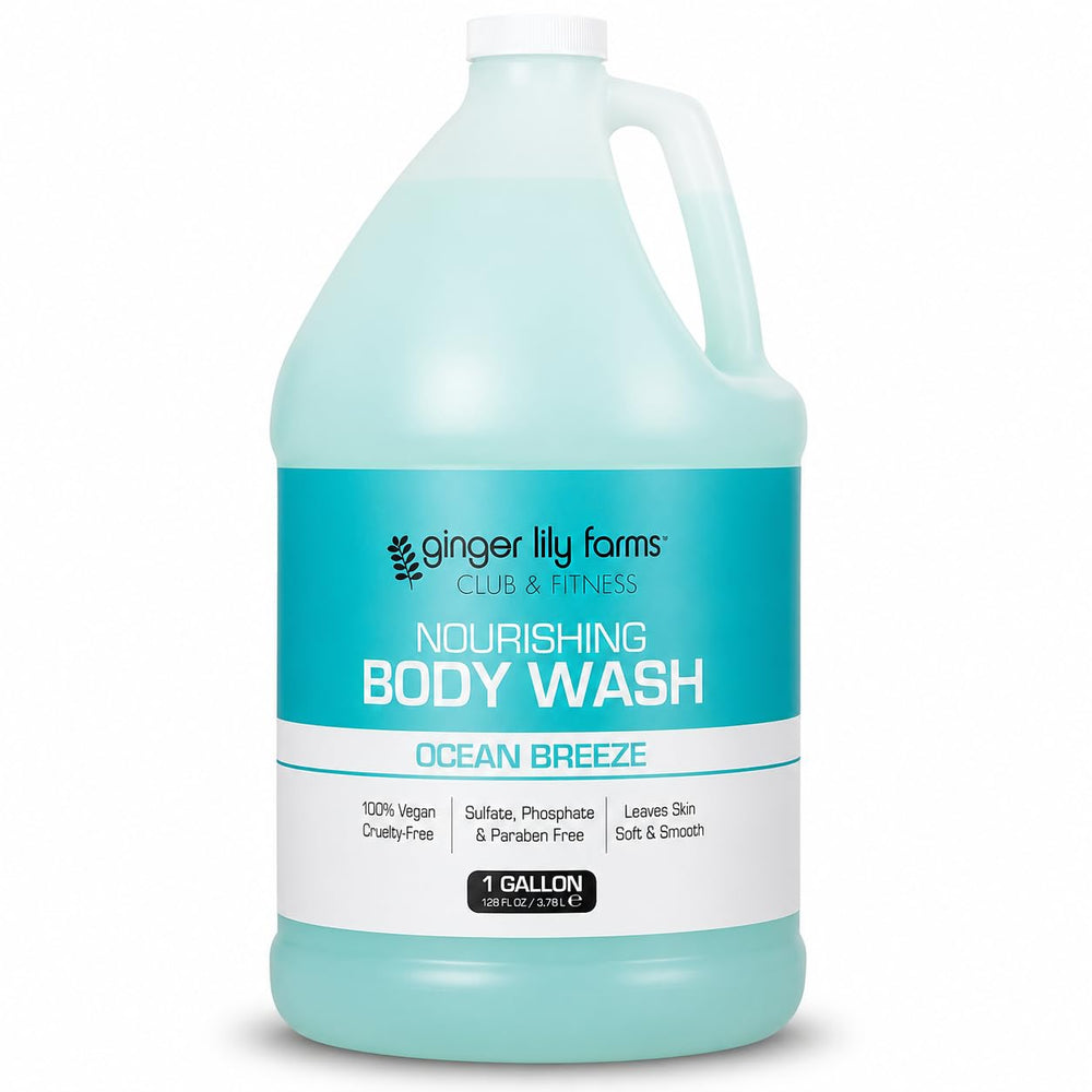 Ginger Lily Farms front label showing product name and ocean breeze scent