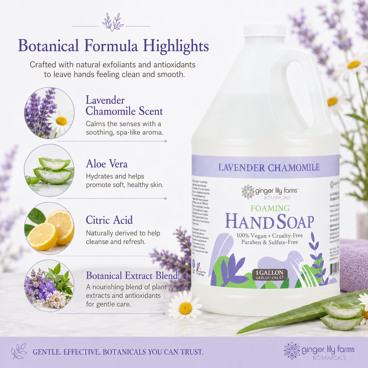 Close-up of Ginger Lily Farms foam texture illustrating gentle lather benefit