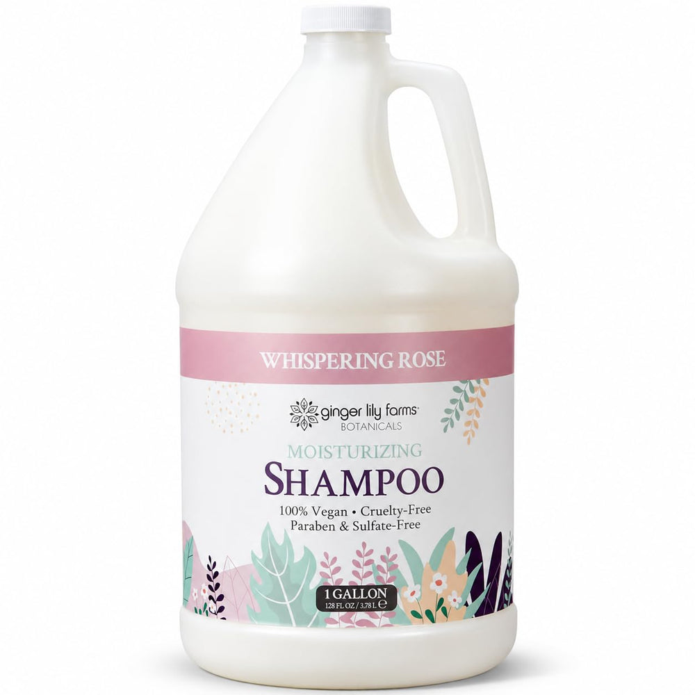 Ginger Lily Farms gallon front label showing product name and volume benefit