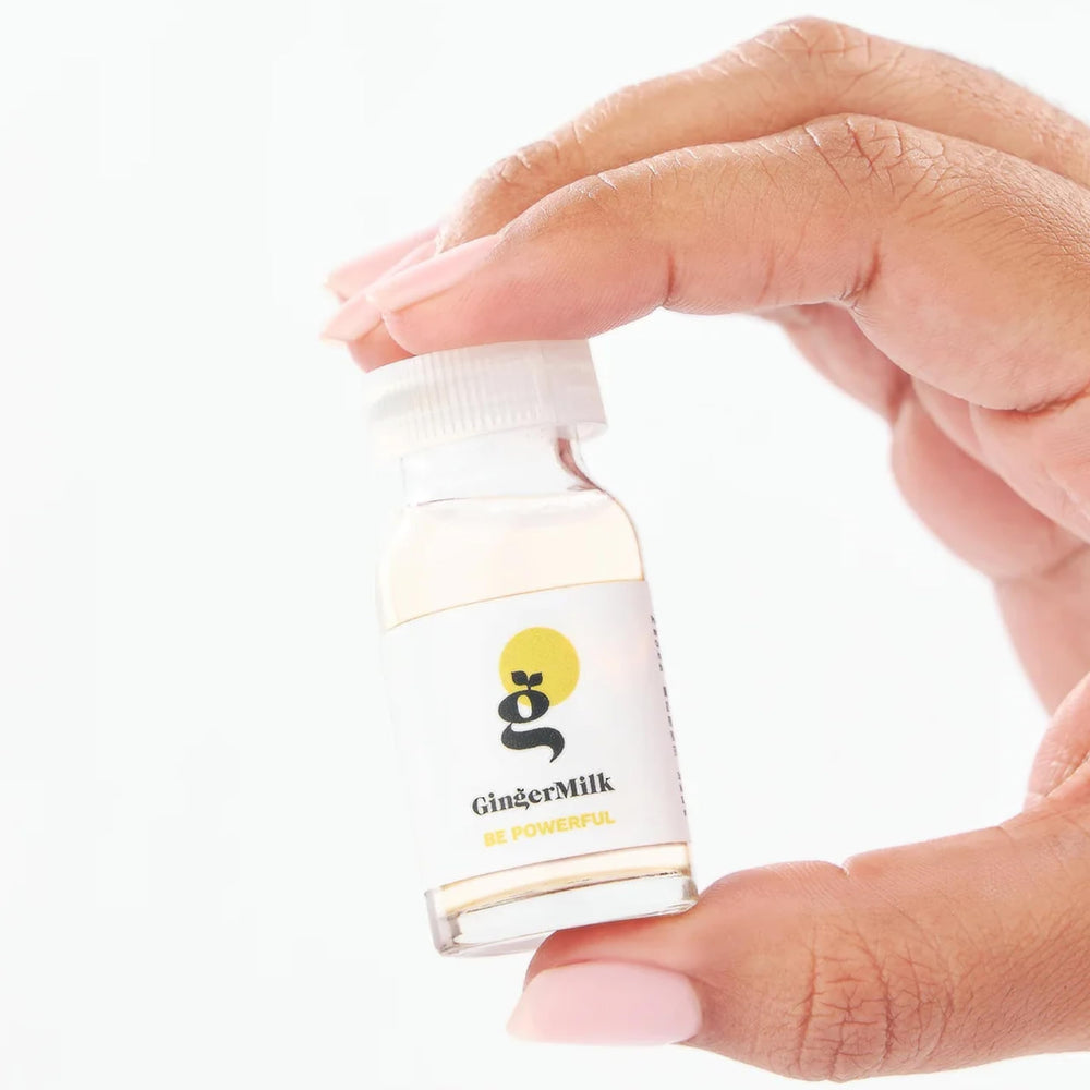 Ginger Milk ampoules on bathroom shelf for daily routine inspiration