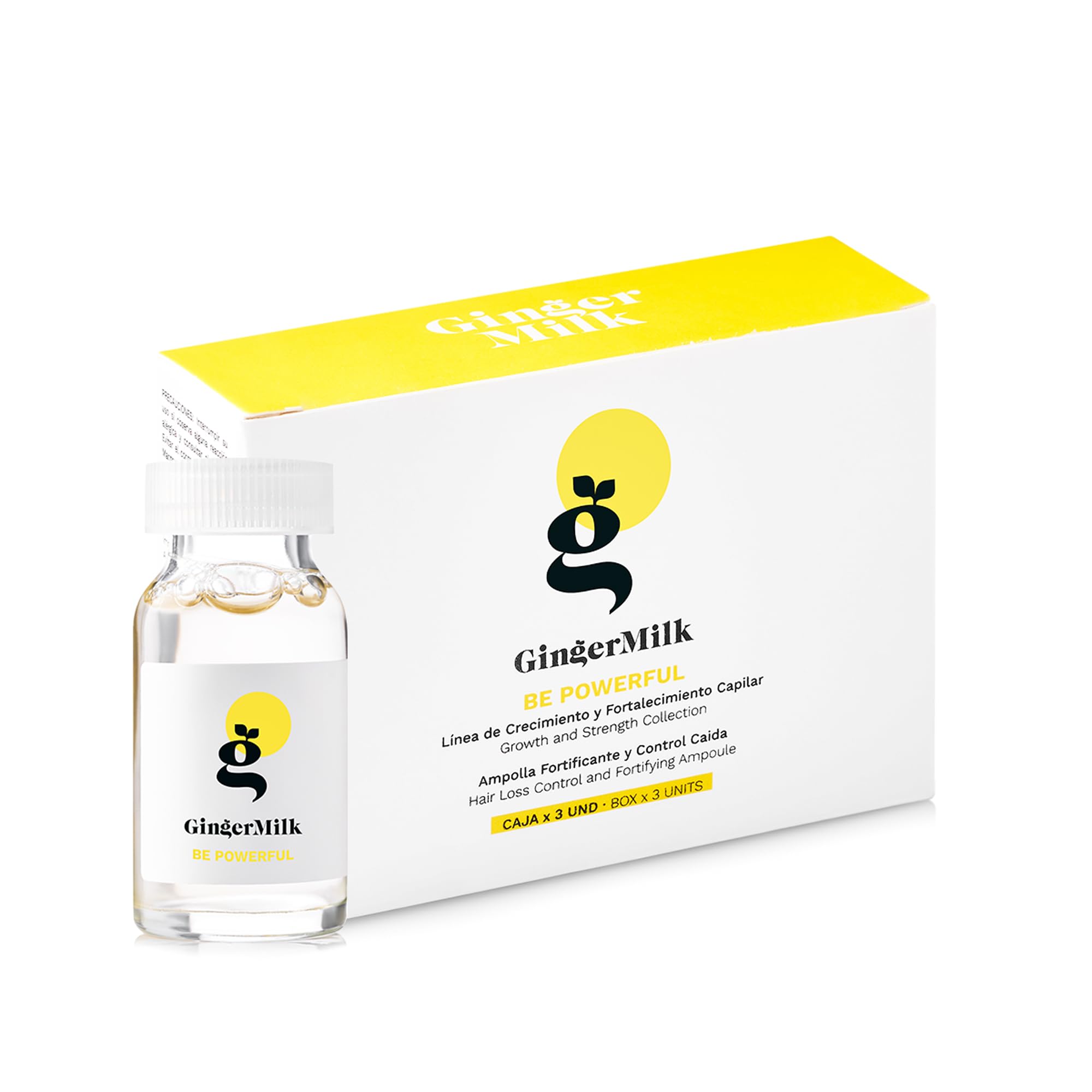 Ginger Milk ampoule next to hand to show compact size advantage