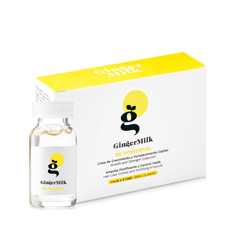 Ginger Milk ampoule next to hand to show compact size advantage