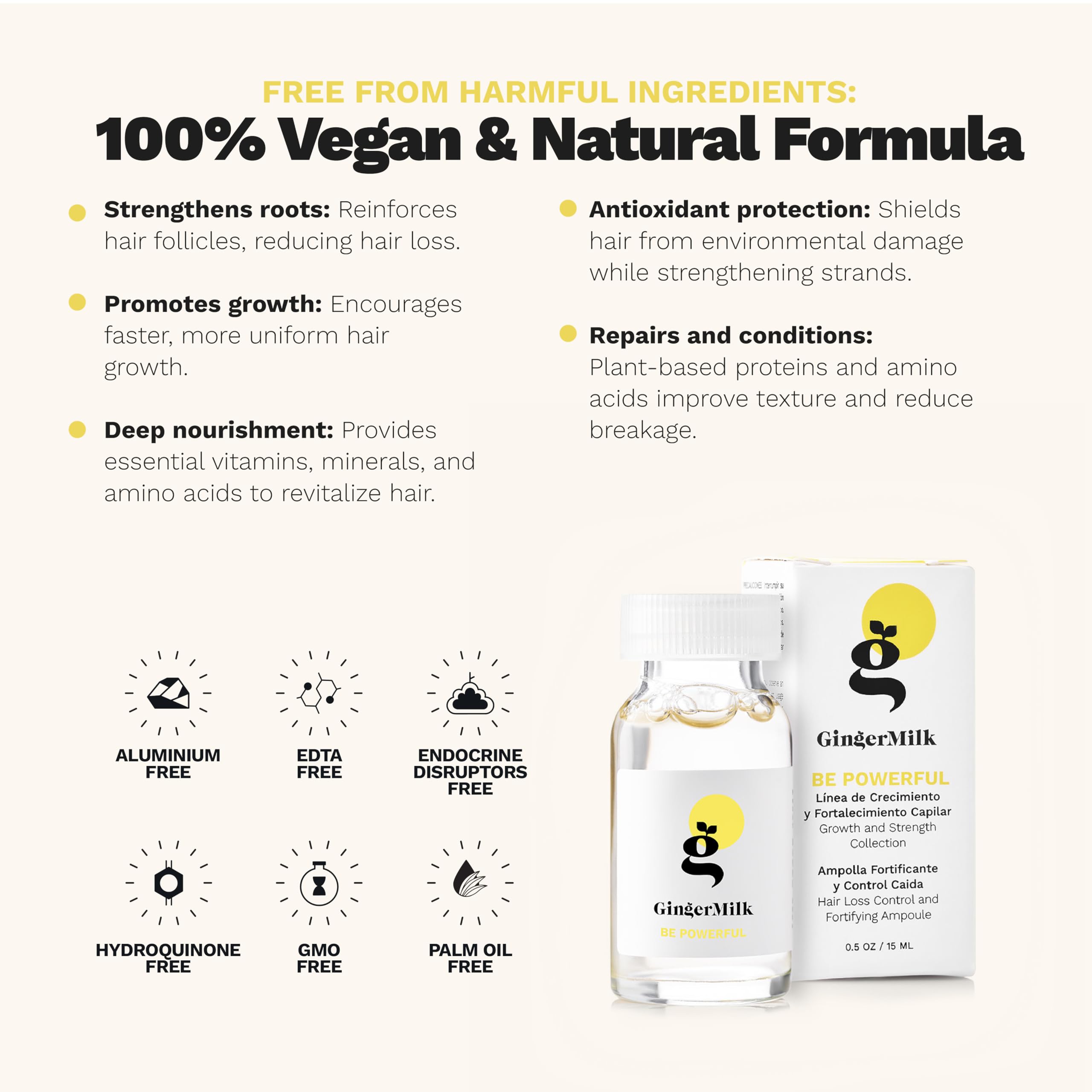 Ginger Milk three ampoules laid flat conveying concentrated dosage