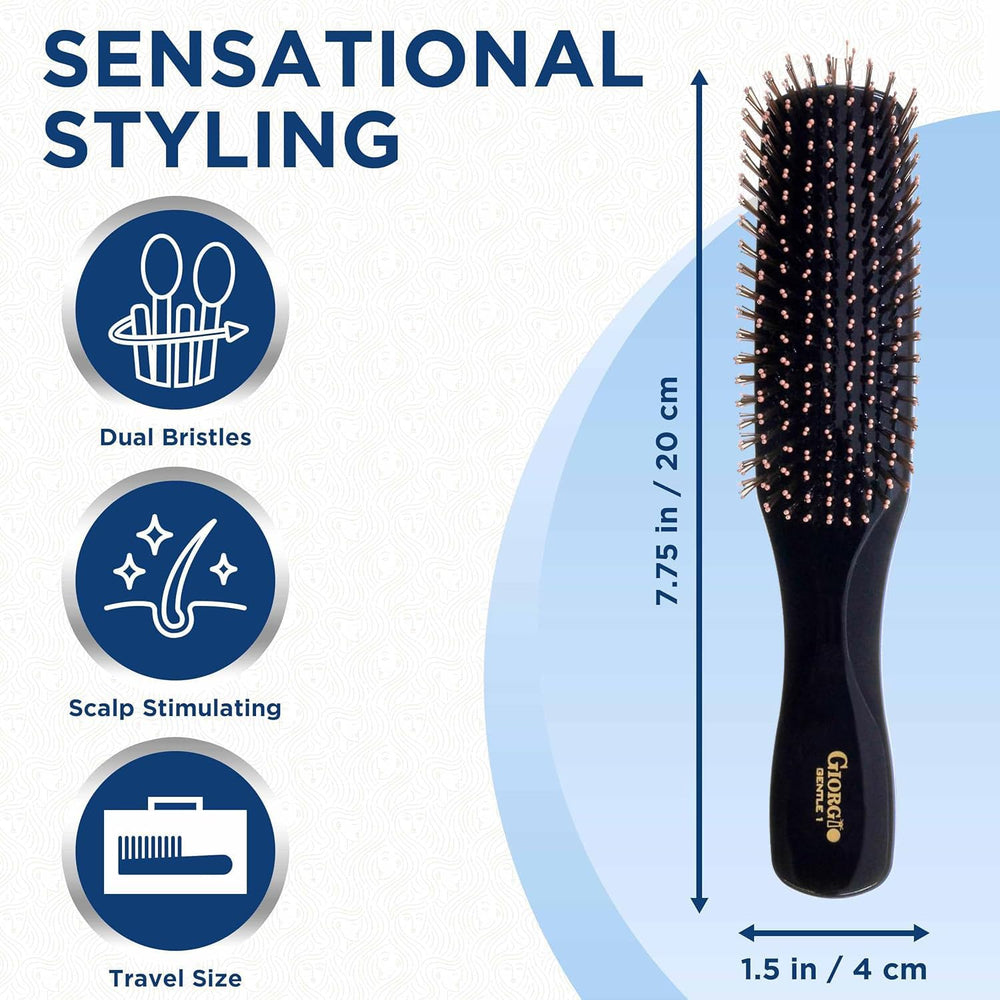 GIORGIO close-up of soft bristles preventing scalp irritation