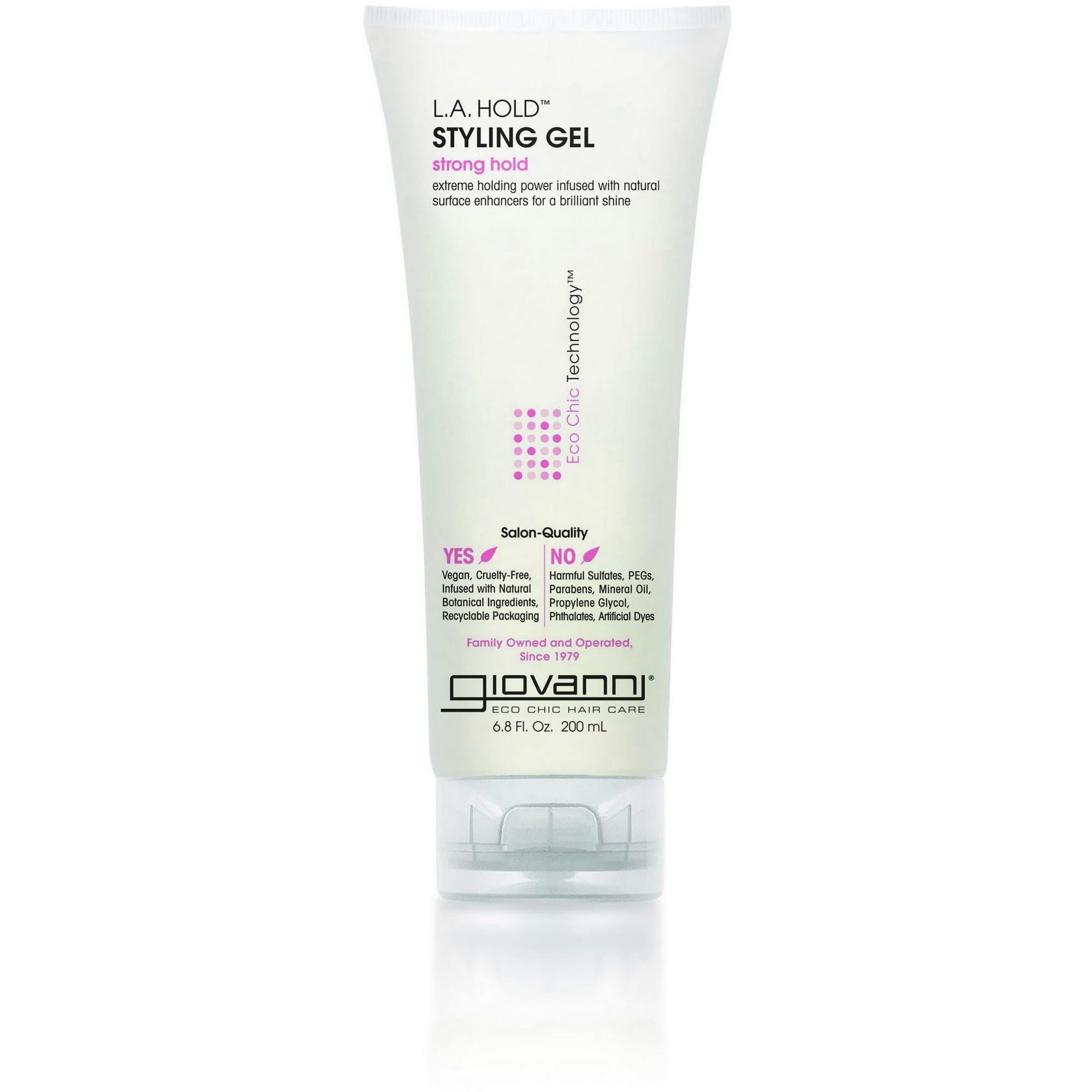 GIOVANNI front packaging showing gel tube and clear label benefit hold