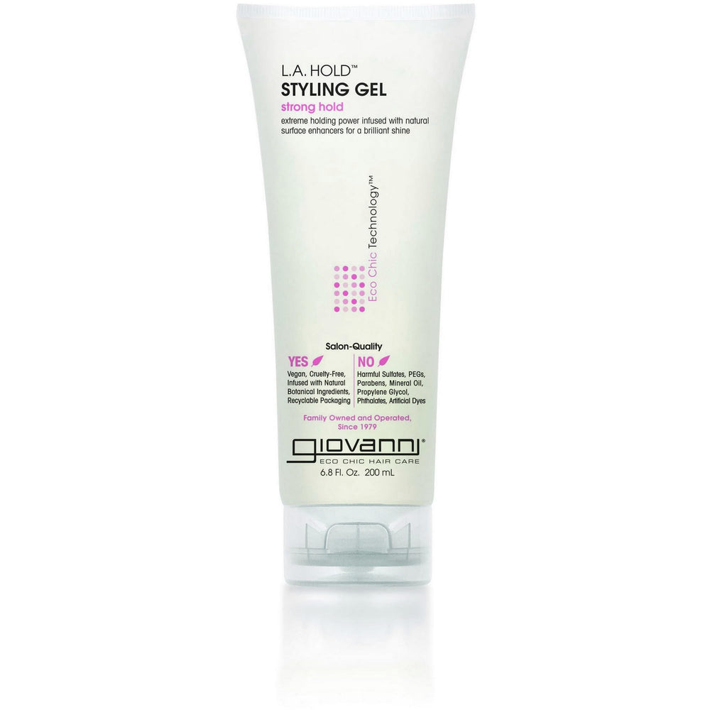 GIOVANNI front packaging showing gel tube and clear label benefit hold