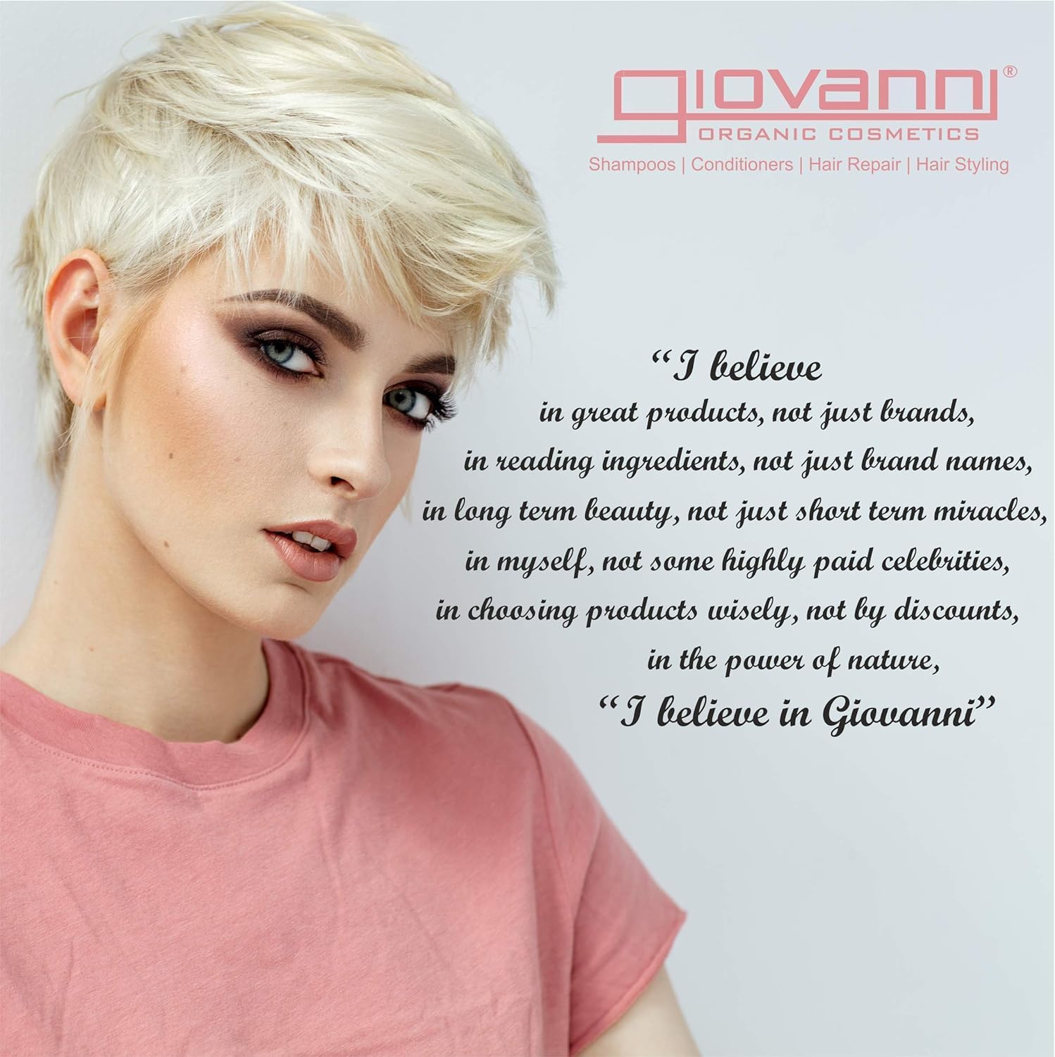 GIOVANNI label ingredients and certifications emphasizing vegan, color-safe benefit