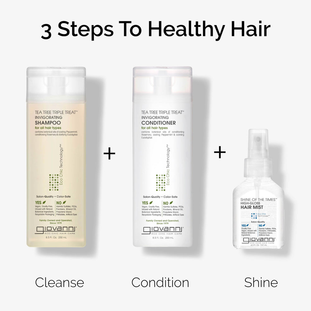 GIOVANNI shampoo styled on bathroom shelf suggesting everyday use