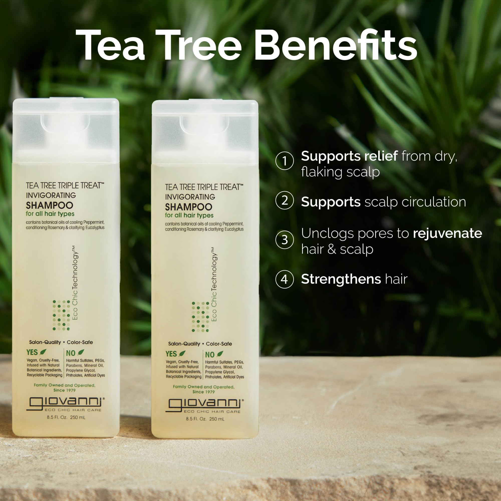 GIOVANNI shampoo texture on palm highlighting lightweight oils and smoothing benefit