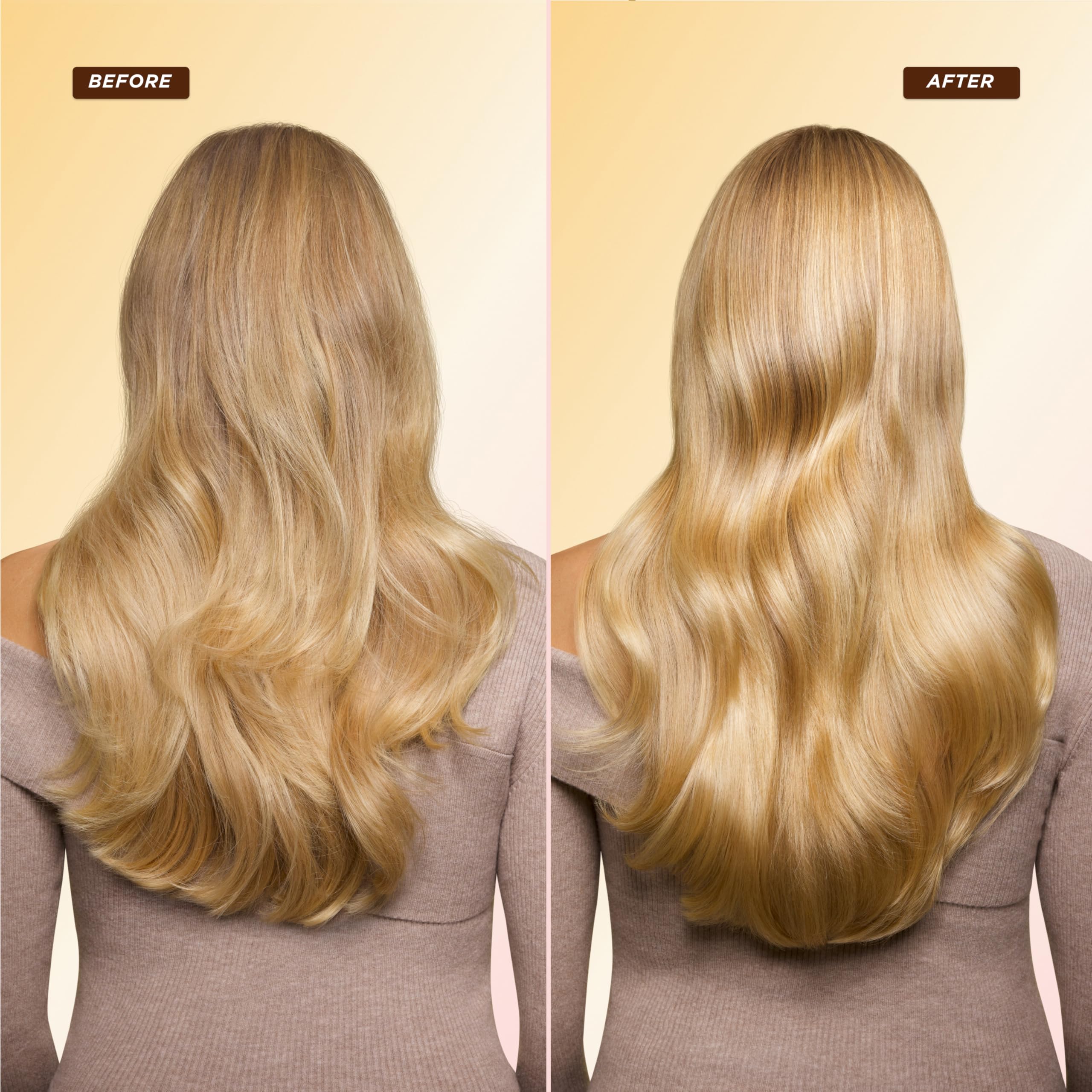 Gisou applying mask to damp hair demonstrating smooth frizz control