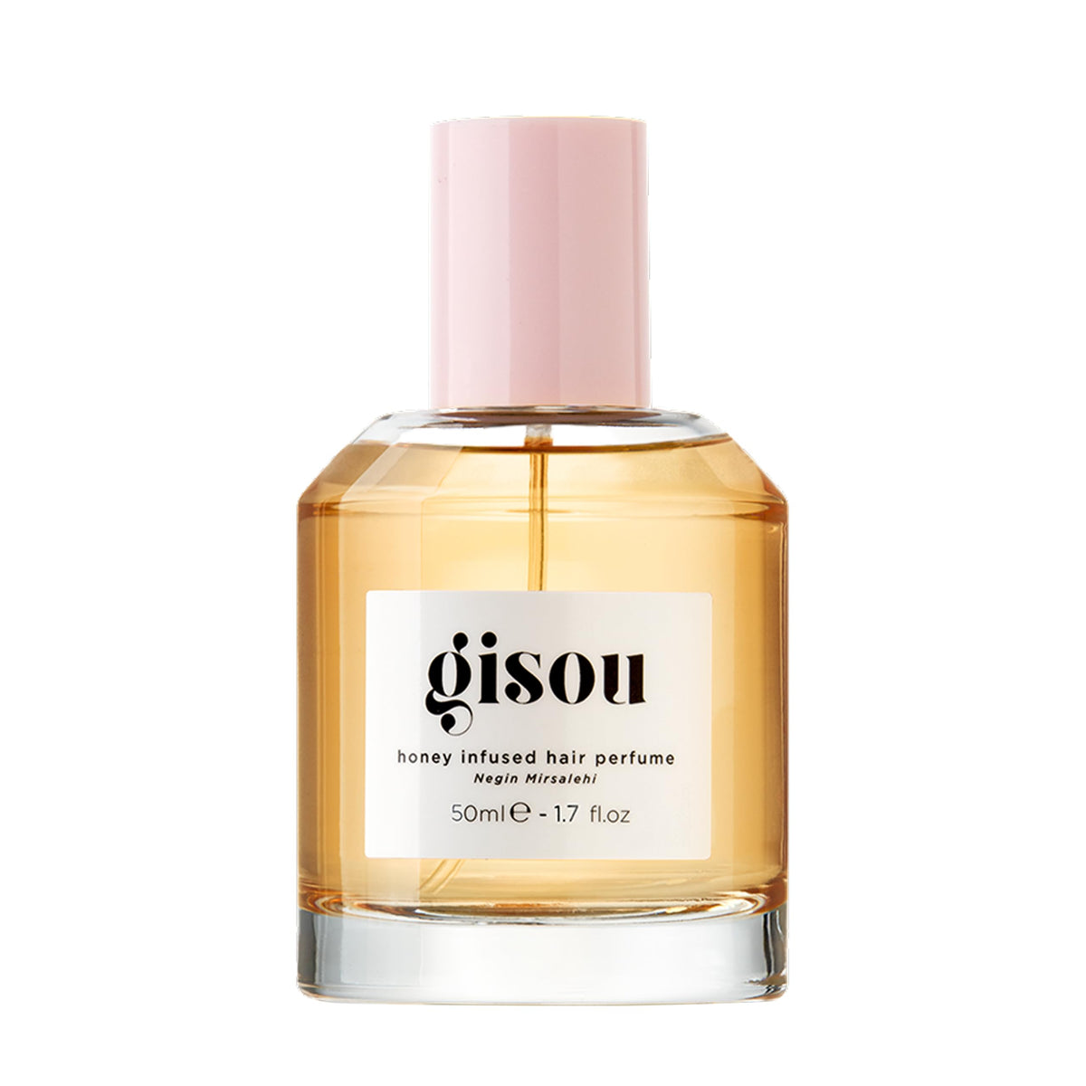 Gisou front bottle showing Wildflower Honey label and travel-ready size benefits