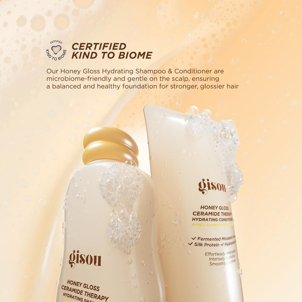 Gisou shampoo placed on bathroom shelf showing everyday routine convenience