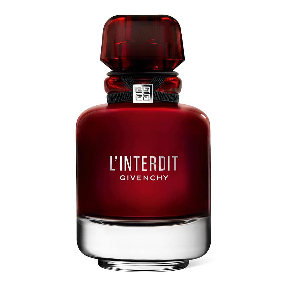 Givenchy L'Interdit Rouge front bottle showing bold red glass and allure
