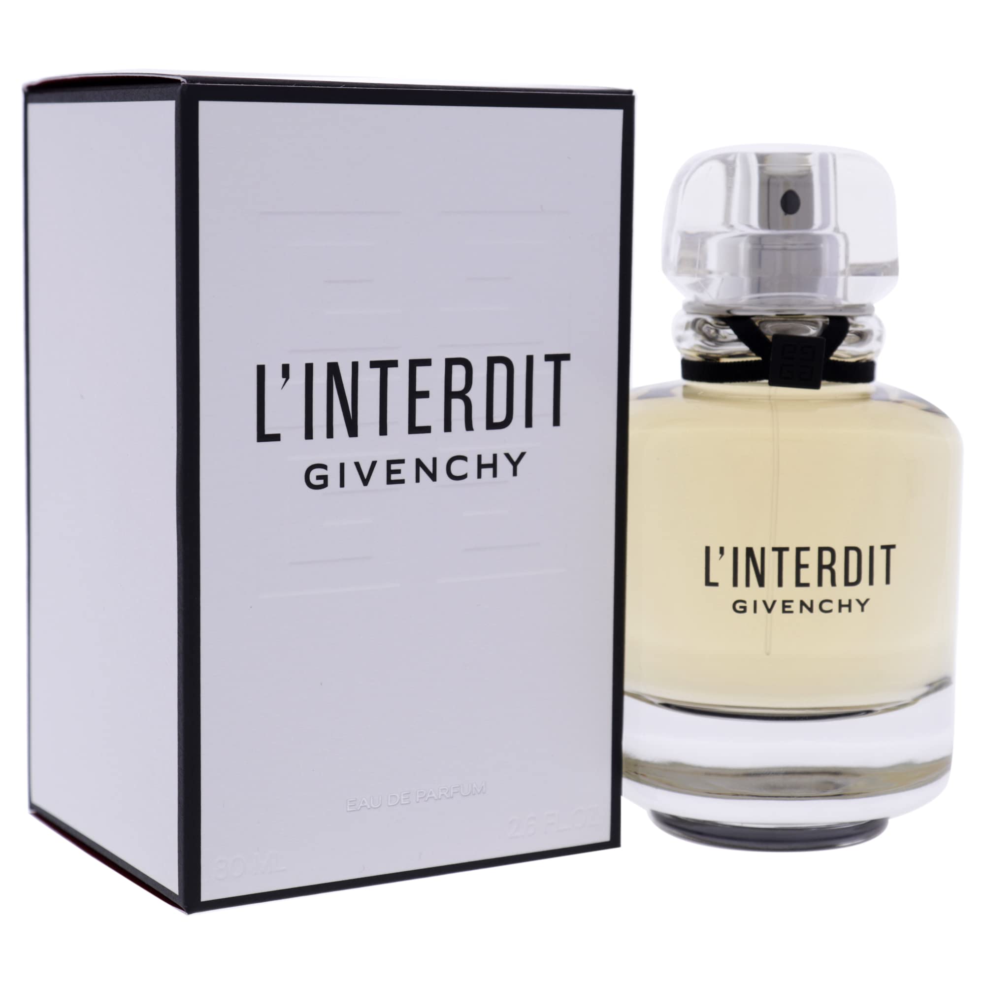 Givenchy L'Interdit spray applied to skin close-up, demonstrating scent application benefit