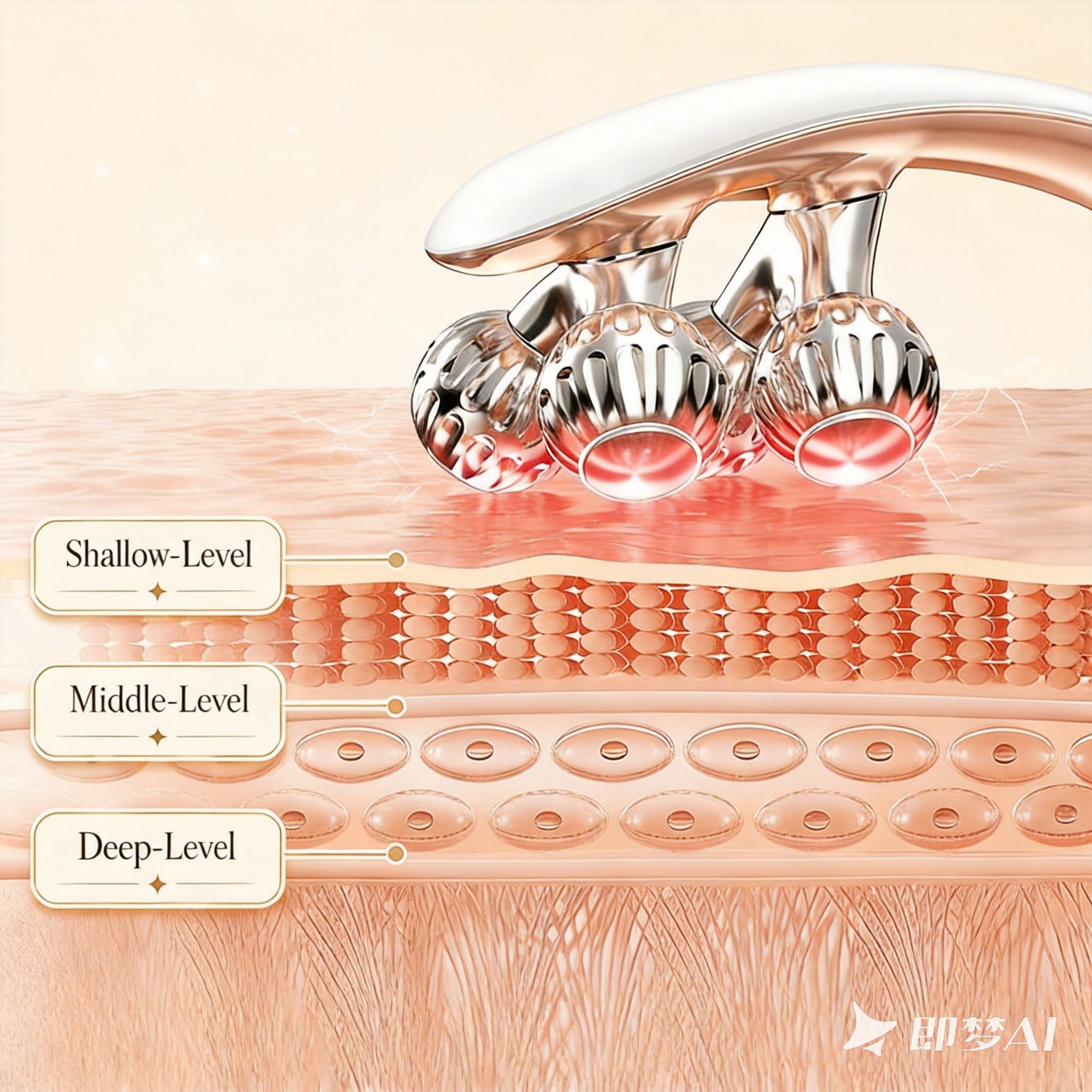 GJMJNNW face massager on bathroom vanity lifestyle shot suggesting daily routine integration