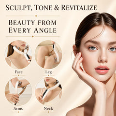 GJMJNNW face massager V-head closeup showing contact points for precise contouring benefits