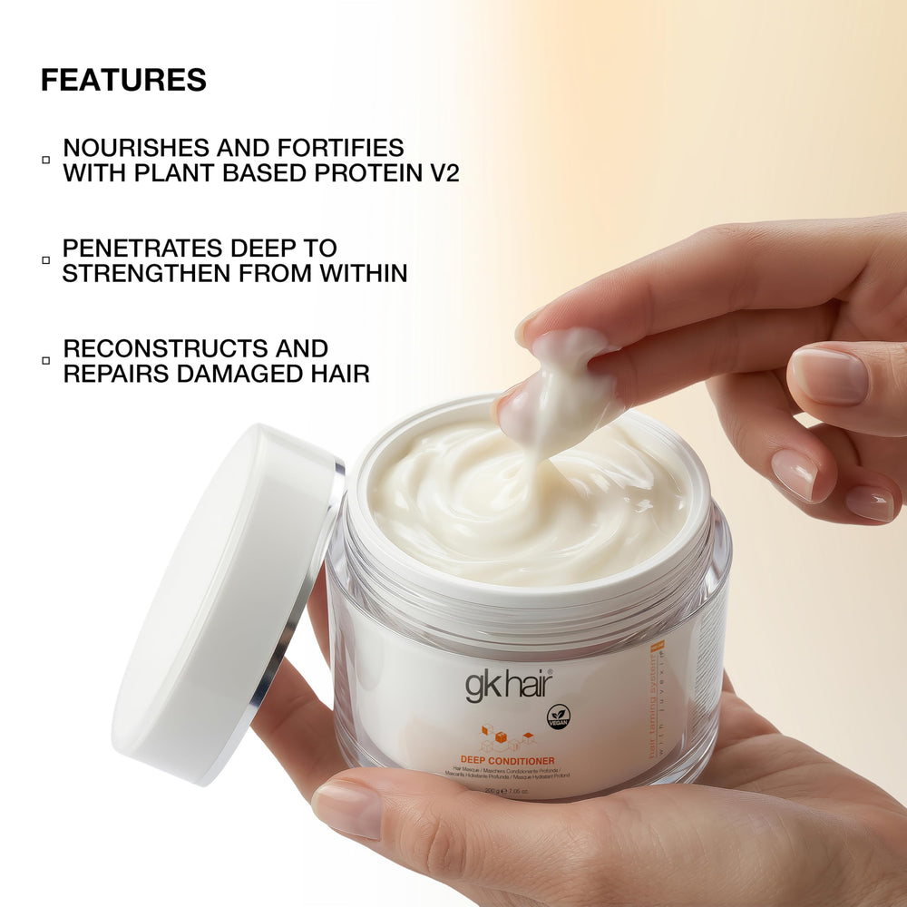 GK HAIR ingredients label close-up highlighting jojoba oil