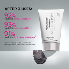 Glamglow SUPERMUD applied on model's cheek showing clarifying effect in use