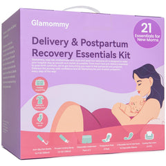 Glamommy kit front overview showing all included postpartum items for convenience