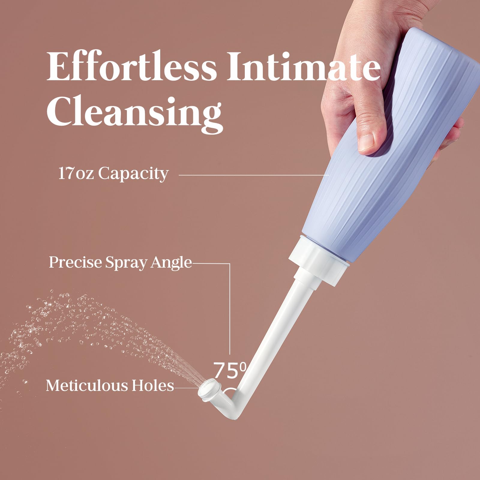 Glamommy peri bottle detail demonstrating targeted gentle cleansing after delivery