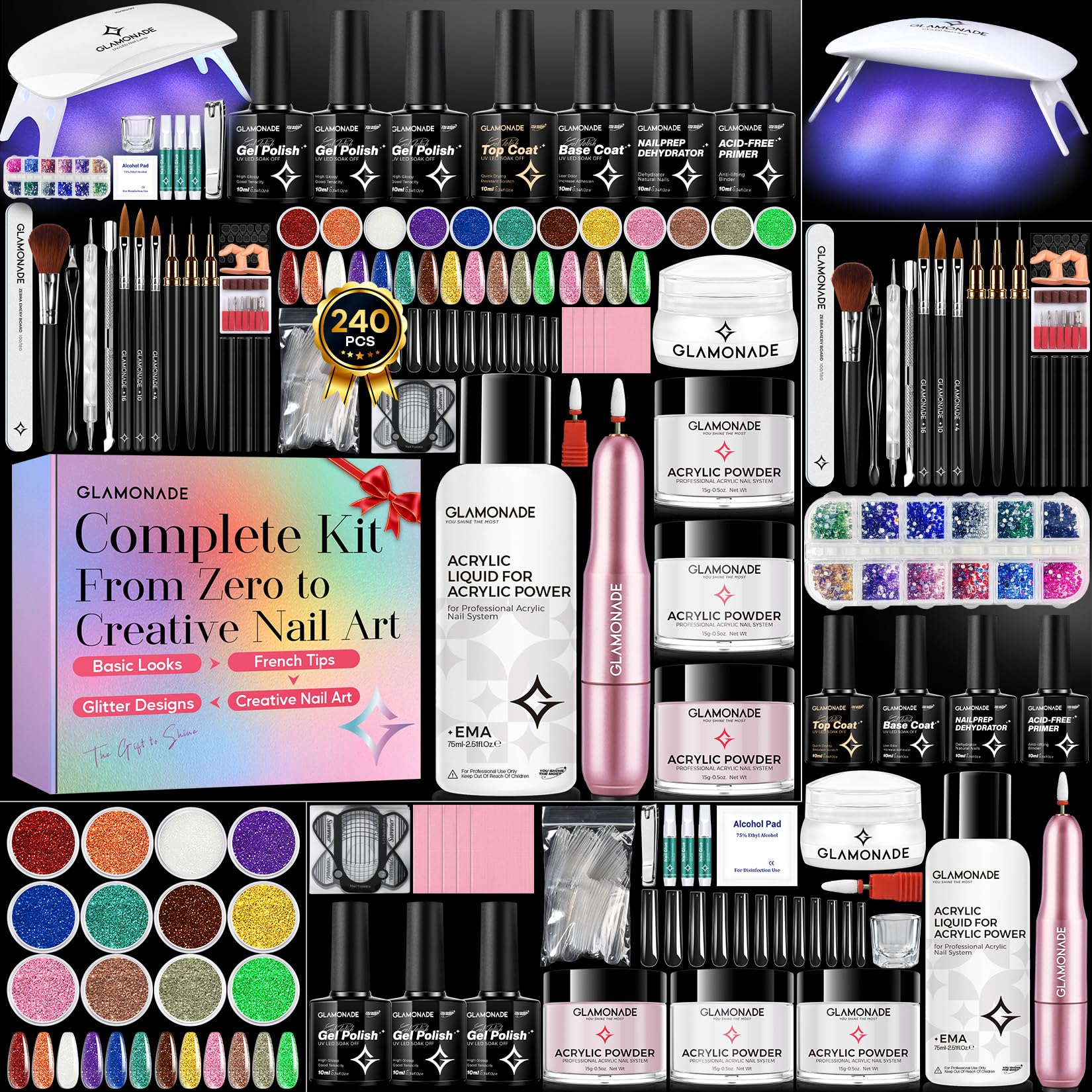 Glamonade kit front packaging showing complete starter set benefits