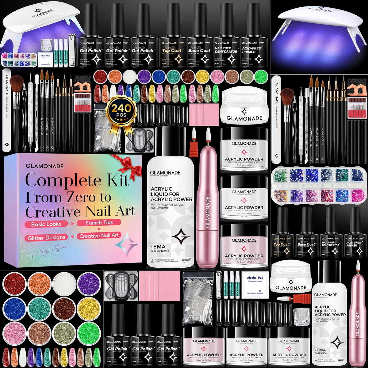 Glamonade kit front packaging showing complete starter set benefits