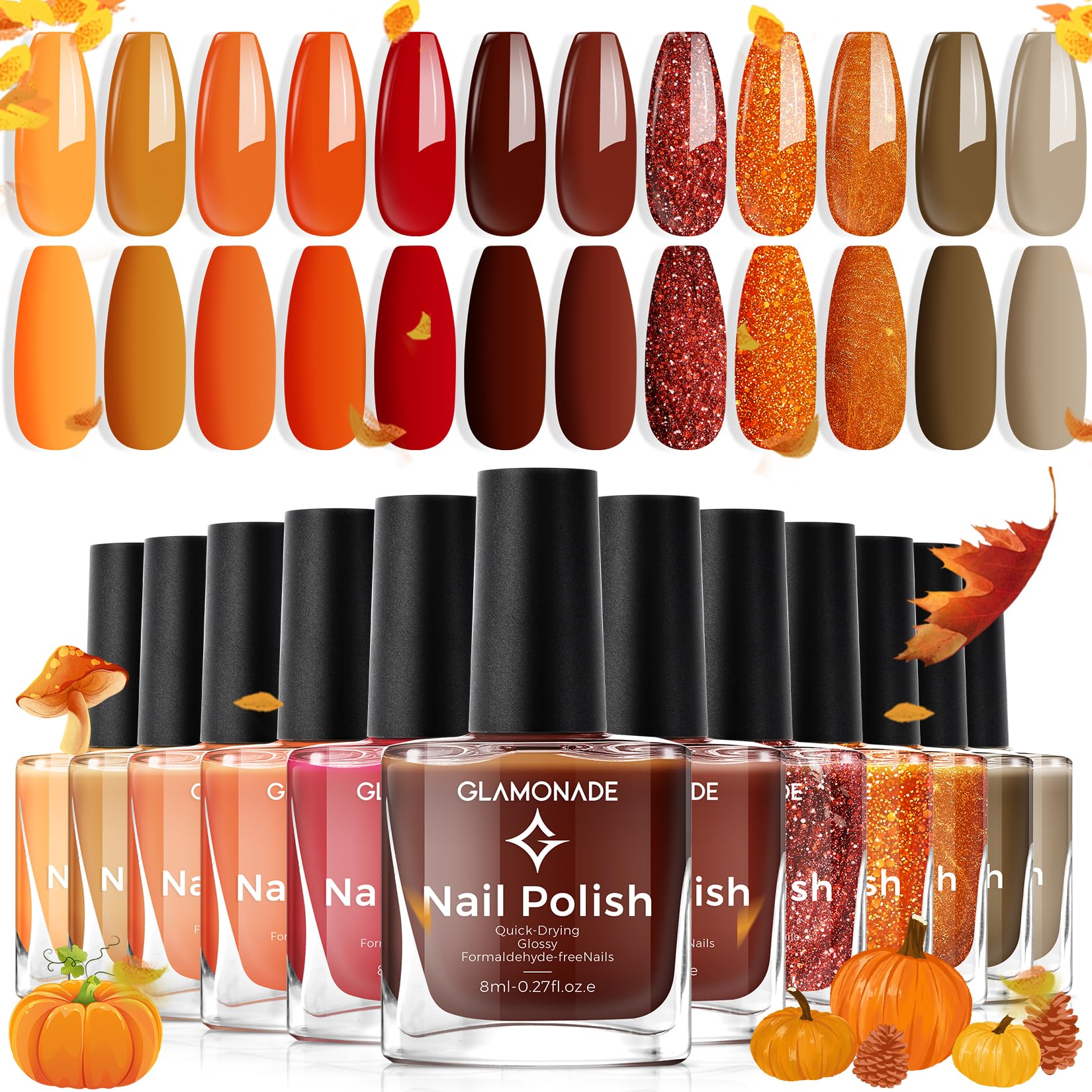 Glamonade front packaging showing all twelve autumn shades for quick selection
