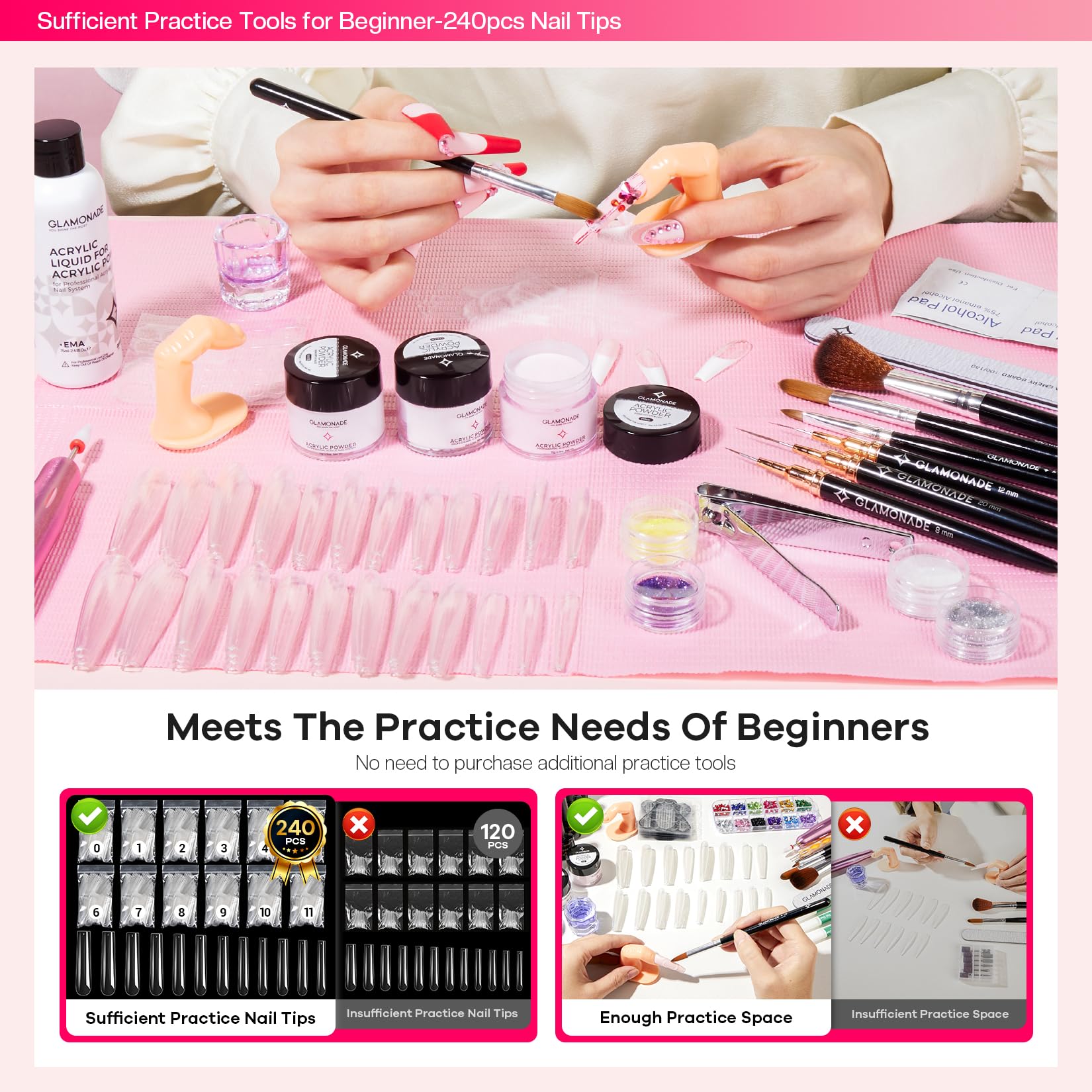 Glamonade instruction manual beside tools for guided step-by-step learning