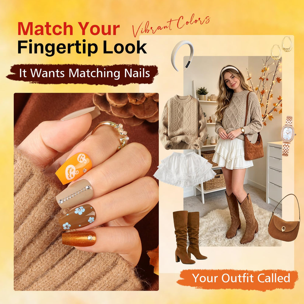 Glamonade polishes styled on a fall table at a party to inspire outfit pairing