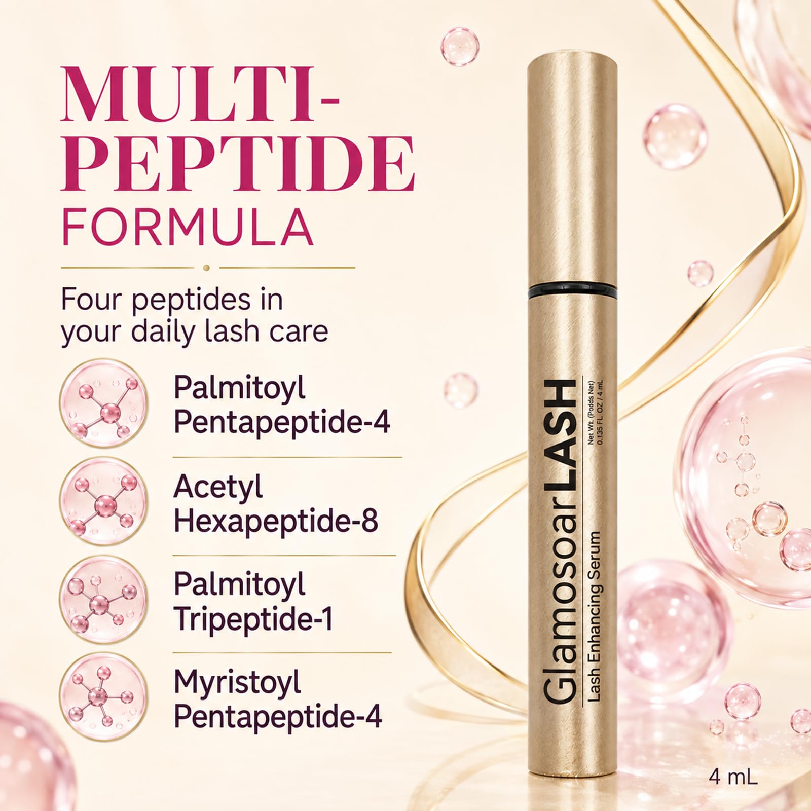glamosoar bottle beside a ruler to show 4ml size, travel-friendly benefit